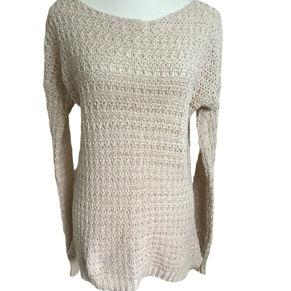 Ruby Moon Anthropologie Cream Open Knit Long Tunic Sweater. Sz- M - Picture 1 of 16